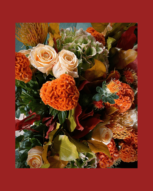 bouquet de fleurs fraiches pour une décoration thème automne