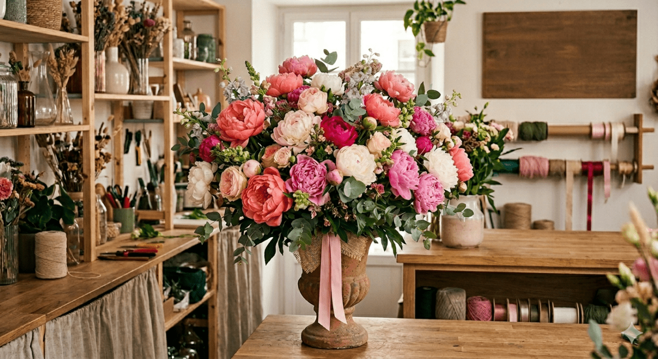 bouquet pivoine et rose livraison fête des mères